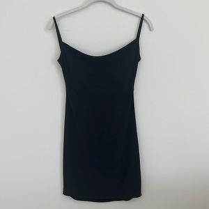 Black mini dress with back lace details